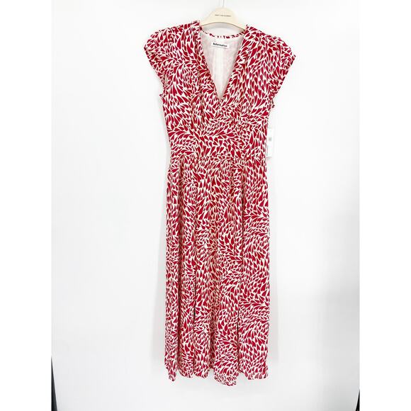 Reformation Alisa Heart Love Print V-Neck Midi Dress Size 4 NWT - Picture 3 of 7